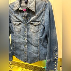 GAP Western Denim Shirt with Pearl Buttons S/M